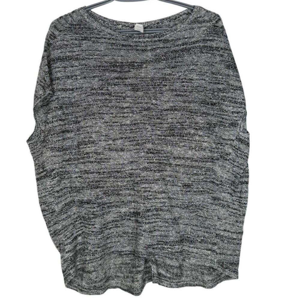 J Jill Pure Jill Black White Sweater Sz S Linen Cotton Blend Boxy Oversized Soft